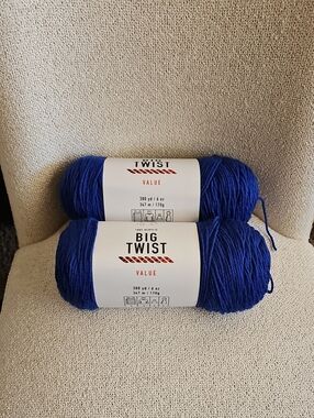 NWT Bundle Of 2 Skeins Big Twist Value Yarn - Varsity Blue